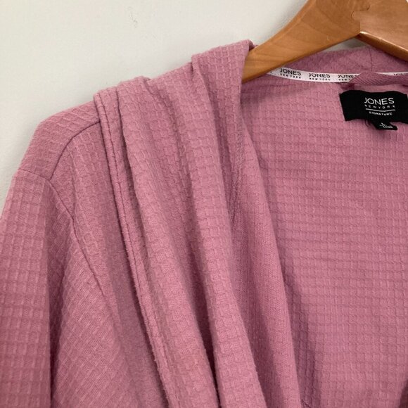 DKNY Women L Pink Cotton Blend Tie Waist Robe Spa Shower Soft Knit - Picture 5 of 11